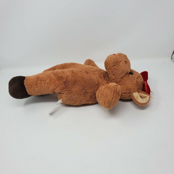 Build A Bear Molly Moose 16" Stuffed Animal Plush Brown Red Bow Lips Stuffies - Picture 3 of 7